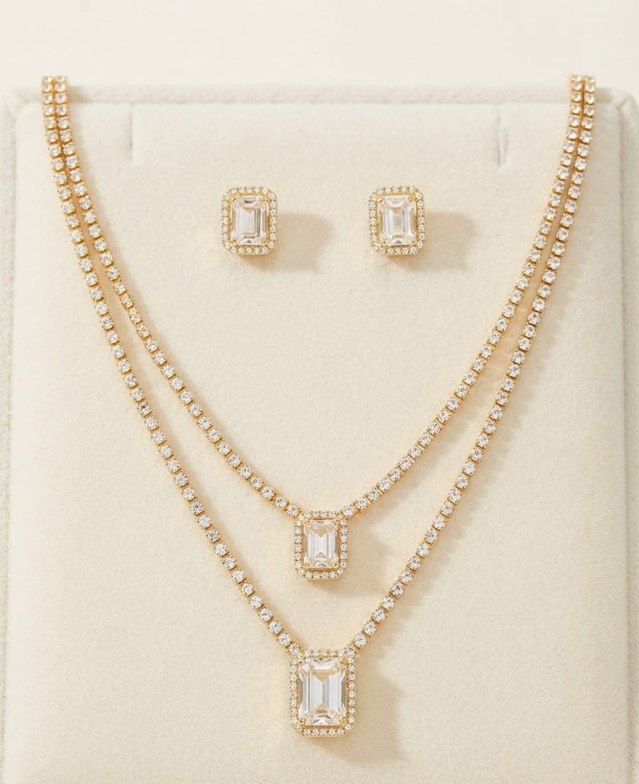 Conjunto elegante de Corrente e Brincos